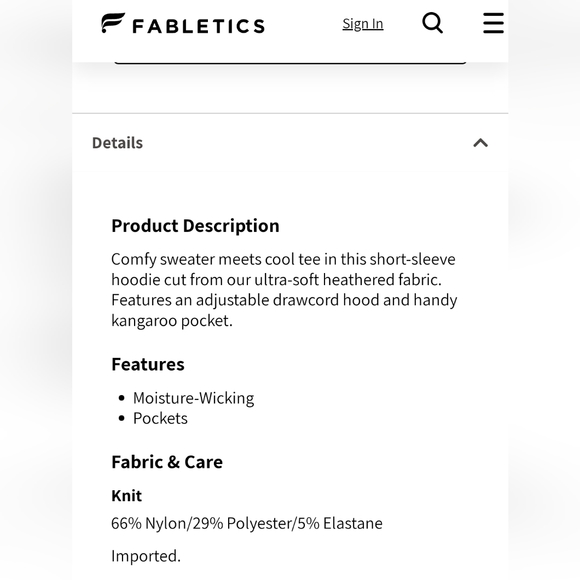 Fabletics Bea Short Sleeve Hoodie Black/Grey Small - Picture 16 of 16